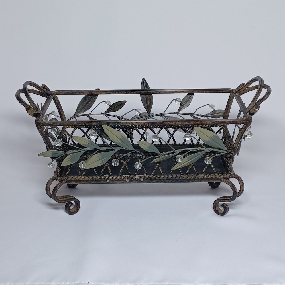 Vintage PartyLite Garden Decor Leaf Wire Metal Basket Candle Trinket Holder